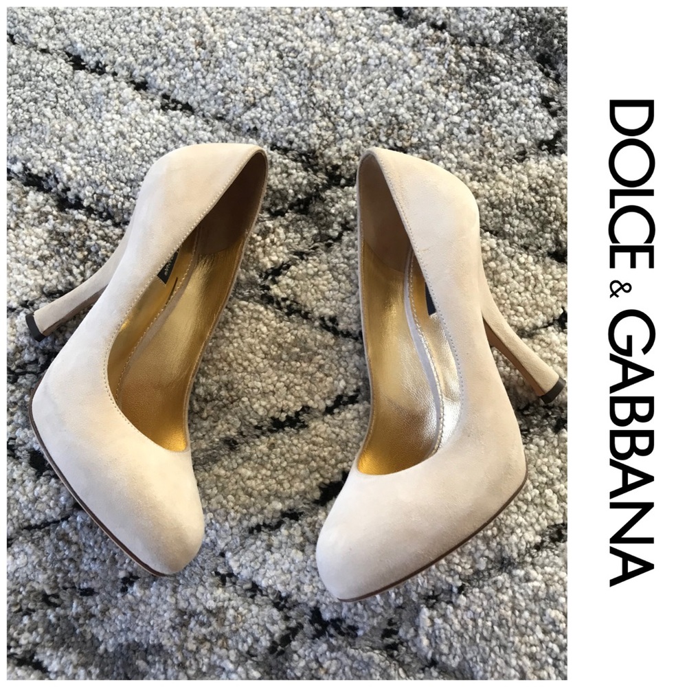 Dolce & Gabbana Nude Suede Tan Almond-Toe heels